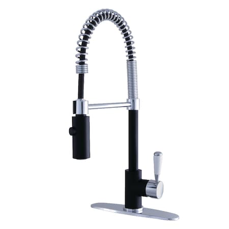 Gourmetier LS8777DPL Paris Single-Handle Pre-Rinse Kitchen Faucet, Black/ Chrome LS8777DPL